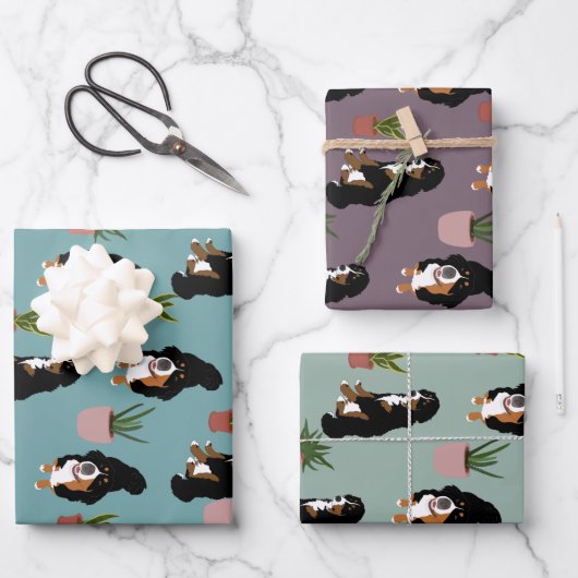 Bernese Mountain Dog en Houseplant Inpakpapier Vel (Voorkant)
