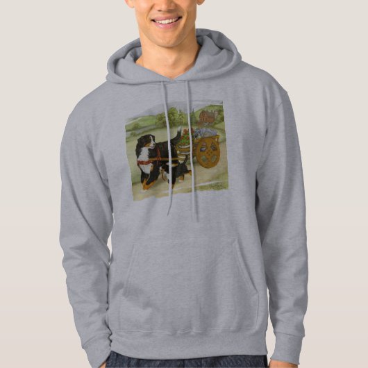 Bernese Mountain Dog en Pup met Cart Hoodie (Voorkant)