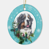 Bernese Mountain Dog Evergreen Snowflake Border Keramisch Ornament (Links)
