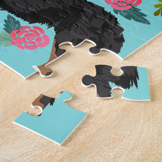 Bernese Mountain Dog  Florals Legpuzzel (Zijkant)