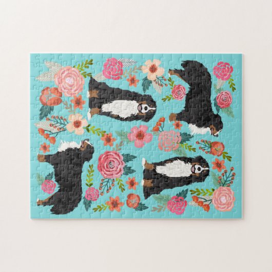 Bernese Mountain Dog  Florals Legpuzzel (Horizontaal)