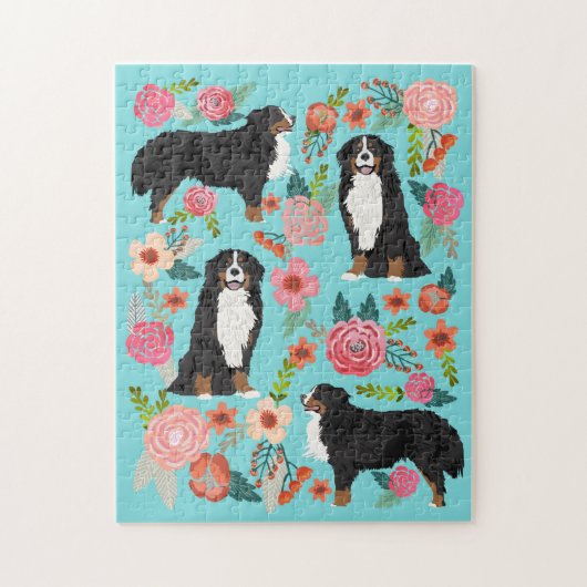Bernese Mountain Dog  Florals Legpuzzel (Verticaal)
