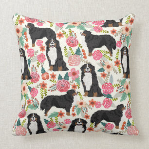 Bernese Mountain Dog Florals Pillow Kussen