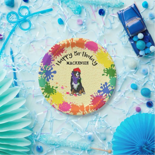 Bernese Mountain Dog Fun Art Birthday Party       Papieren Bordje (Feest)