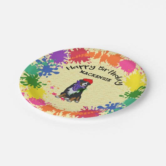 Bernese Mountain Dog Fun Art Birthday Party       Papieren Bordje (Gekanteld)