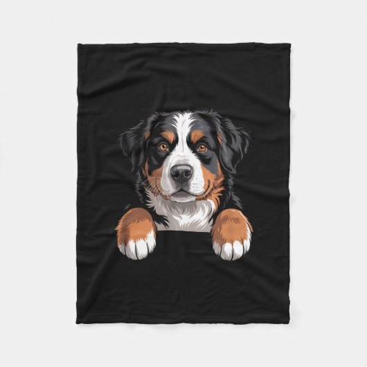 Bernese Mountain Dog Funny Peeking Cket Berner Pup Fleece Deken (Voorkant)