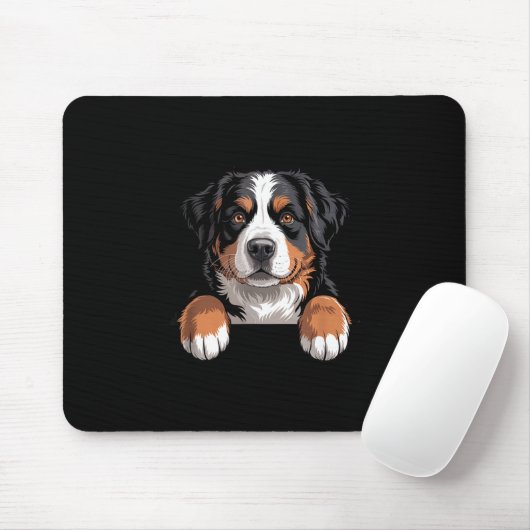 Bernese Mountain Dog Funny Peeking Cket Berner Pup Muismat (Met muis)