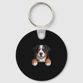 Bernese Mountain Dog Funny Peeking Cket Berner Pup Sleutelhanger (Voorkant)