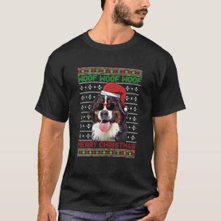 Bernese Mountain Dog Funny Wof Merry Kerstmis T-shirt
