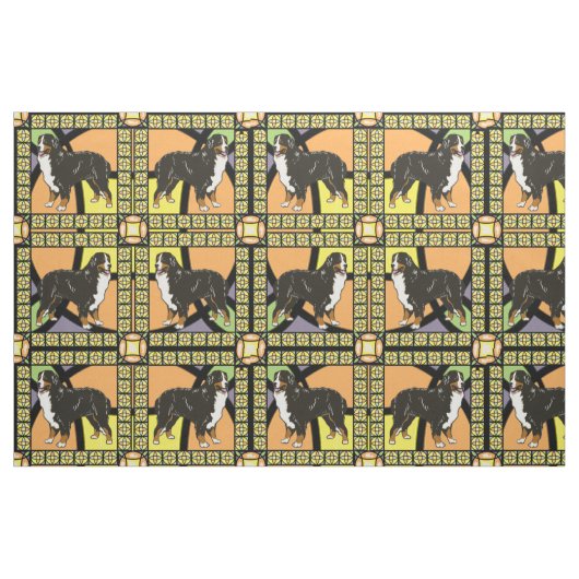 Bernese Mountain dog "gekleurd glas" stof (Fat Quarter)