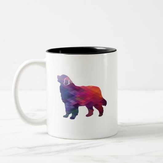 Bernese Mountain Dog Geo Silhouette Paars Tweekleurige Koffiemok (Links)