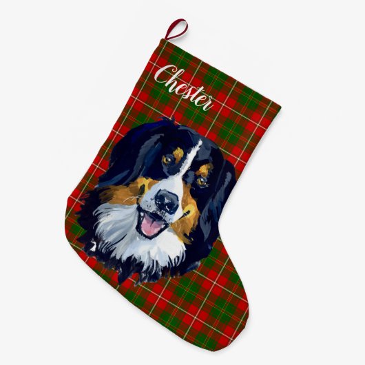 Bernese Mountain Dog gepersonaliseerd Grote Kerstsok (Voorkant (Hangend))
