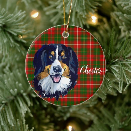 Bernese Mountain Dog gepersonaliseerd Keramisch Ornament (Boom)