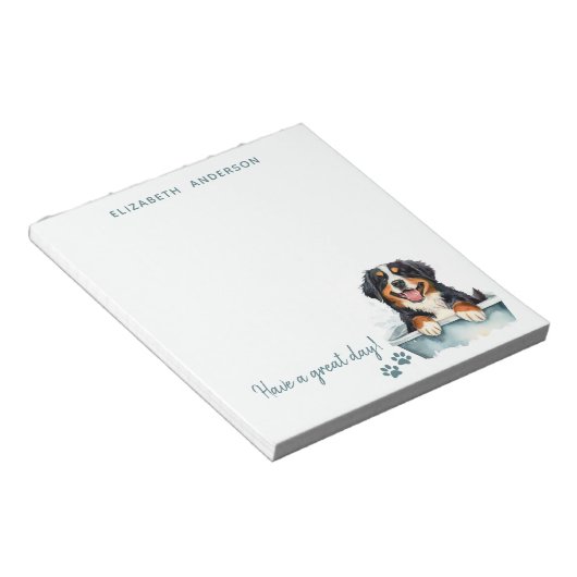 Bernese Mountain Dog gepersonaliseerd Notitieblok (Schuin)