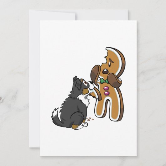 Bernese Mountain Dog Gingerbread Man Christmas Bedankkaart (Voorkant)