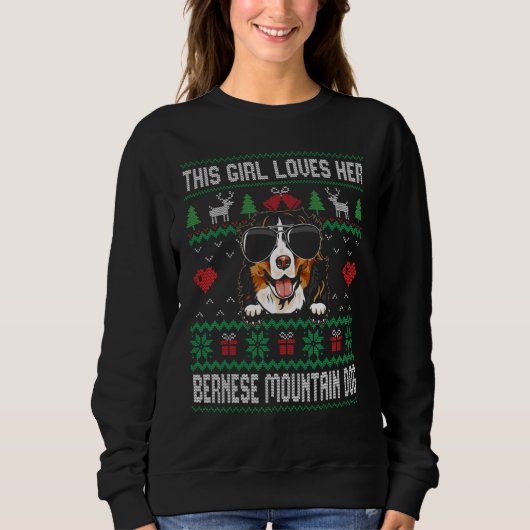 Bernese Mountain Dog Girl Cool Ugly Christmas for  Trui (Voorkant)