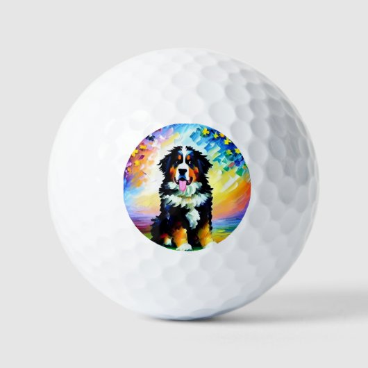 Bernese Mountain Dog Golf Balls Golfballen (Voorkant)