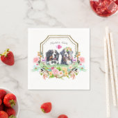 Bernese Mountain Dog | Gouden Floral Crest Wedding Servet (Insitu)