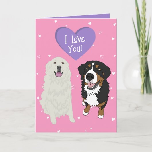 Bernese Mountain Dog Great Pyrenees Valentijnsdag Bedankkaart (Voorkant)