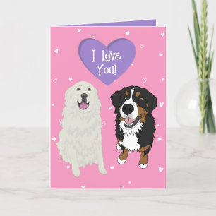 Bernese Mountain Dog Great Pyrenees Valentijnsdag Bedankkaart