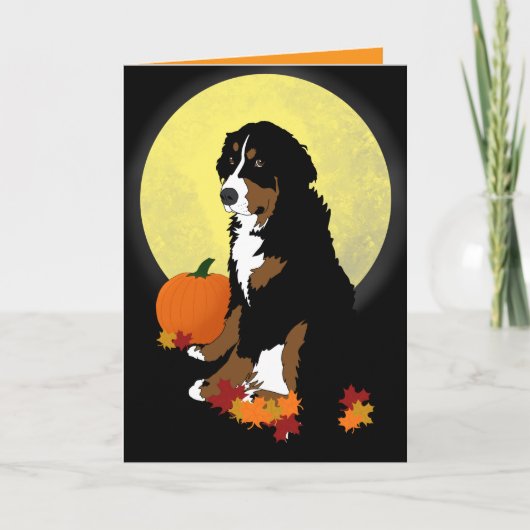 Bernese Mountain Dog Halloween Autumn Kaart (Voorkant)