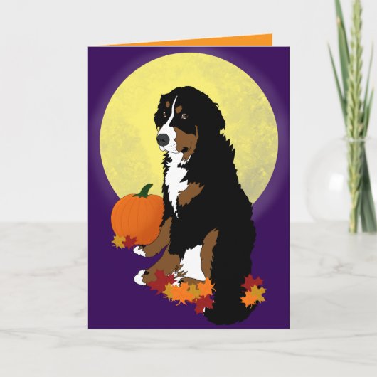 Bernese Mountain Dog Halloween Autumn Kaart (Voorkant)