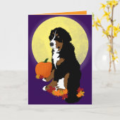 Bernese Mountain Dog Halloween Autumn Kaart (Gele Bloem)