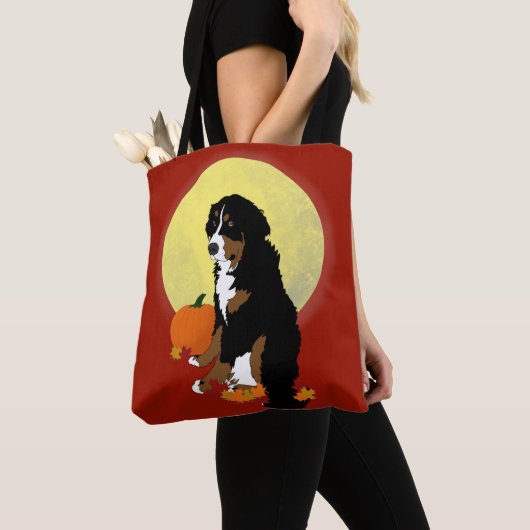 Bernese Mountain Dog Halloween Autumn Tote Bag (Dichtbij)