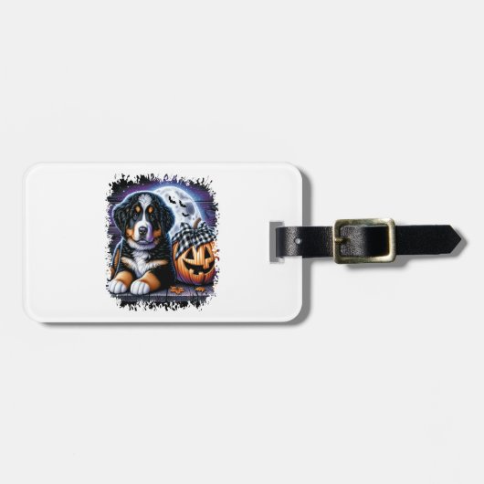 Bernese Mountain Dog Halloween Bagagelabel (Voorkant horizontaal)