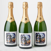 Bernese Mountain Dog Halloween Sparkling Wijnetiket (Flessen)