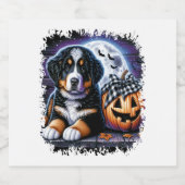 Bernese Mountain Dog Halloween Sparkling Wijnetiket (Enkel label)