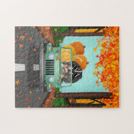 Bernese Mountain Dog Herfst Pumpkin Legpuzzel (Horizontaal)
