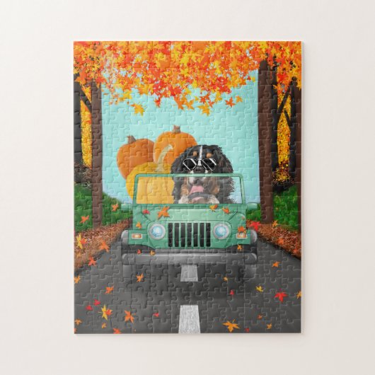 Bernese Mountain Dog Herfst Pumpkin Legpuzzel (Verticaal)