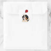 Bernese Mountain Dog Holding ballon Vierkante Sticker (Tas)