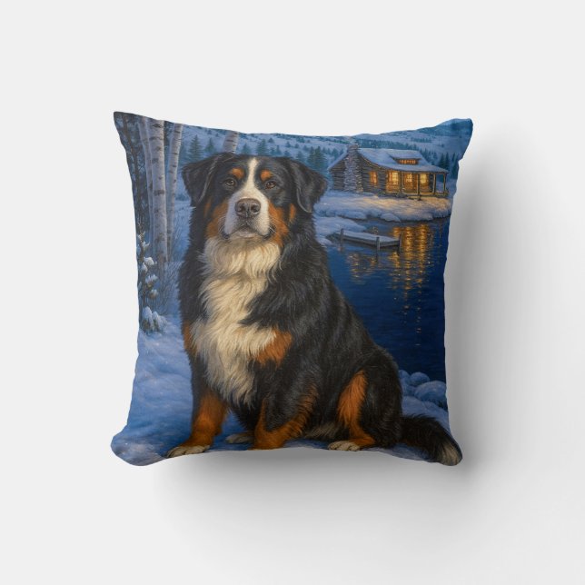 Bernese Mountain Dog Holiday  Kussen (Voorkant)