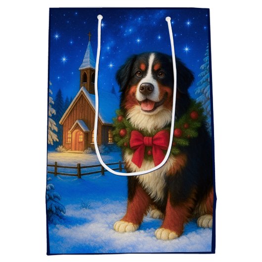 Bernese Mountain Dog Holiday  Medium Cadeauzakje (Achterkant)