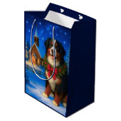 Bernese Mountain Dog Holiday  Medium Cadeauzakje (Achterkant Gekanteld)