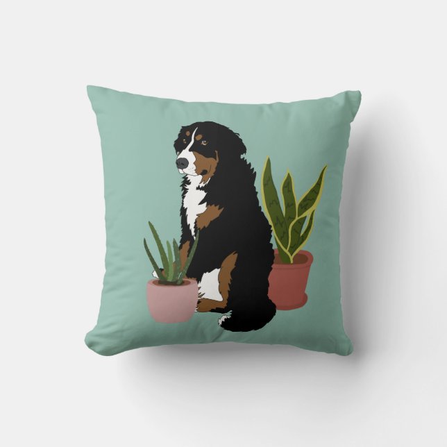  Bernese Mountain Dog Houseplant Kussen (Voorkant)
