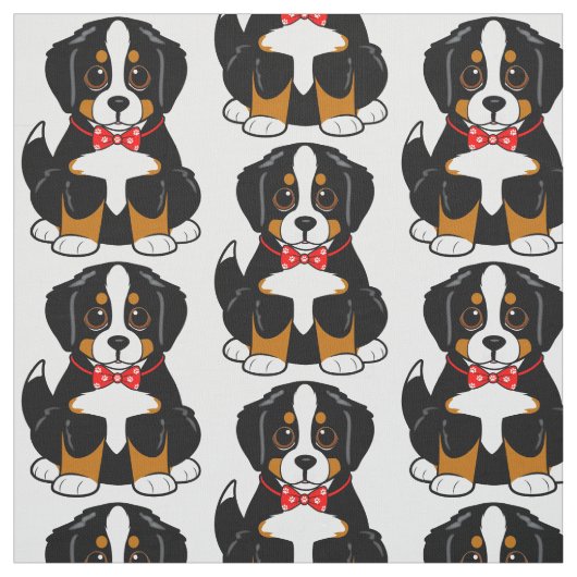 Bernese Mountain Dog in Bow Stropdas Fabric Stof (Swatch)