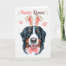 Bernese Mountain Dog in Bunny Ears Easter Feestdagen Kaart