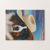 Bernese Mountain Dog in een Pet op het strand Legpuzzel (Horizontaal)