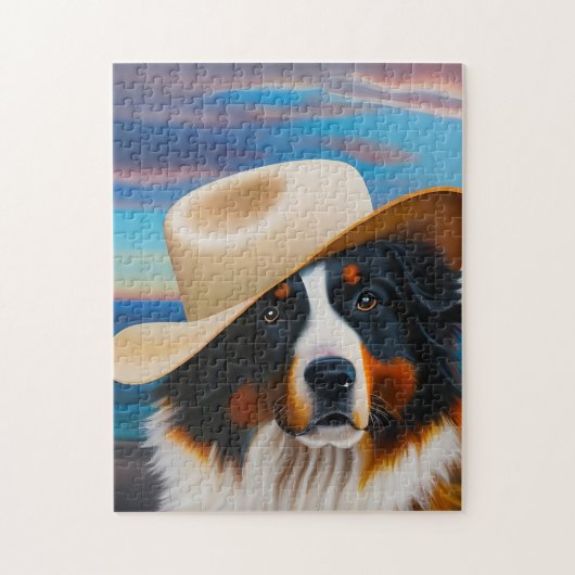 Bernese Mountain Dog in een Pet op het strand Legpuzzel (Verticaal)