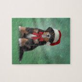 Bernese Mountain Dog in het rode pet van Santa Legpuzzel (Horizontaal)