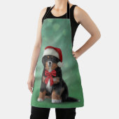 Bernese Mountain Dog in het rode pet van Santa Schort (Insitu)