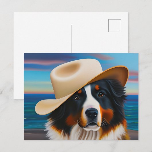 Bernese Mountain Dog in het strand Briefkaart (Voorkant / Achterkant)