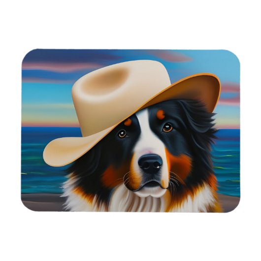 Bernese Mountain Dog in het strand Magneet (Horizontaal)