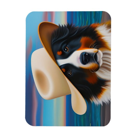 Bernese Mountain Dog in het strand Magneet (Verticaal)