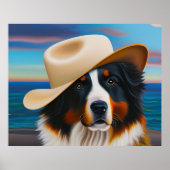 Bernese Mountain Dog in het strand Poster (Voorkant)