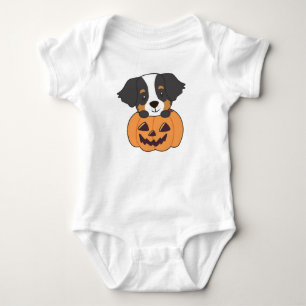 Bernese Mountain Dog in Pumpkin Dogs Happy Baby bo Romper