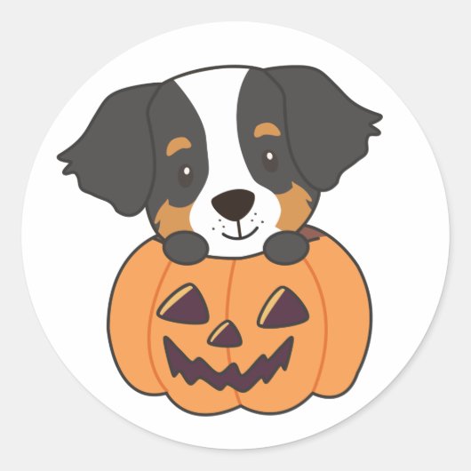 Bernese Mountain Dog in Pumpkin Dogs Happy Ronde Sticker (Voorkant)